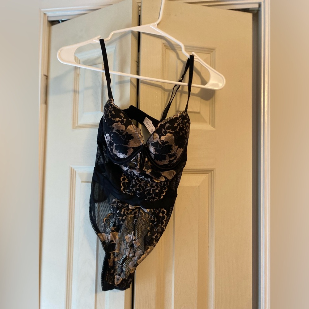 Auden Black and Gold Lace Chemise